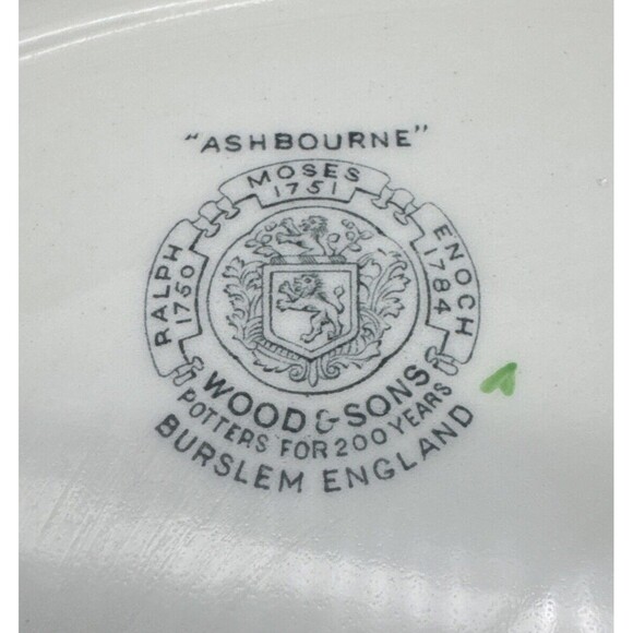 VTG Wood & Sons ASHBOURNE Floral Oval Serving Platter Scalloped Edge England 12” - Picture 8 of 8